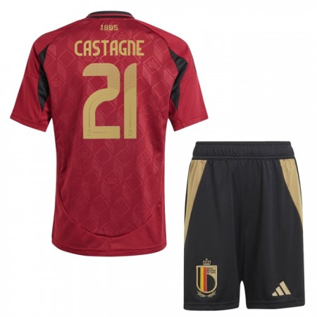 Belgien Castagne 21 Fodboldtrøjer Børn Hjemme EM 2024 Kort ærmer
